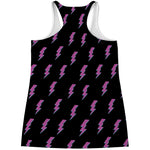 Purple And Teal Lightning Pattern Print Women's Racerback Tank Top