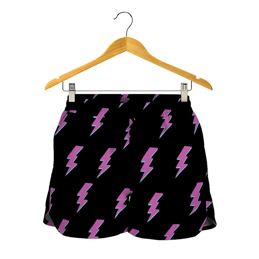 Purple And Teal Lightning Pattern Print Women's Shorts