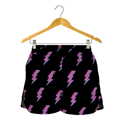 Purple And Teal Lightning Pattern Print Women's Shorts