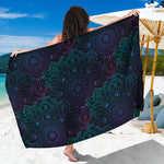 Purple And Teal Mandala Print Beach Sarong Wrap