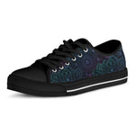 Purple And Teal Mandala Print Black Low Top Shoes