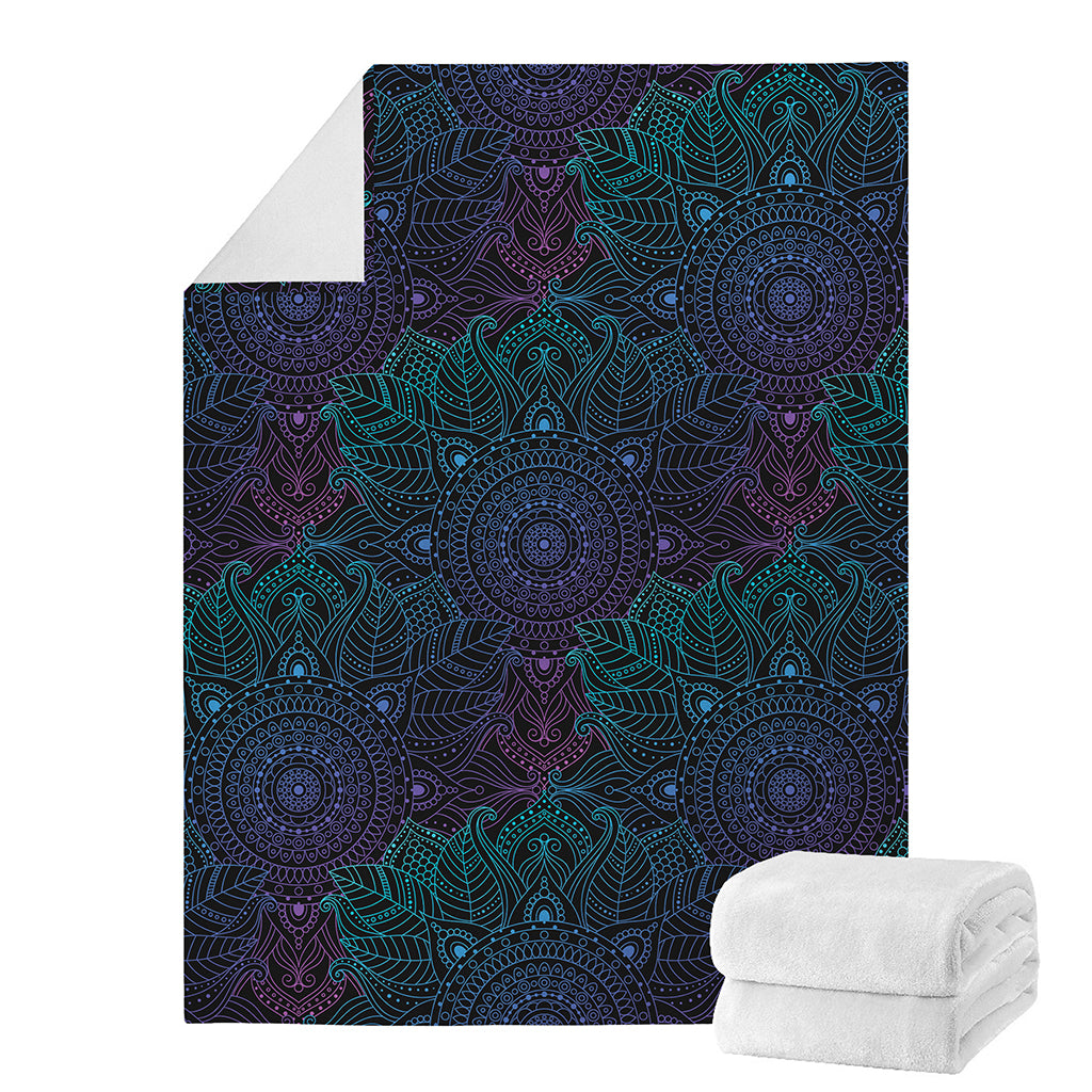 Purple And Teal Mandala Print Blanket