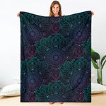 Purple And Teal Mandala Print Blanket