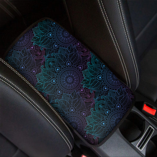 Purple And Teal Mandala Print Car Center Console Cover