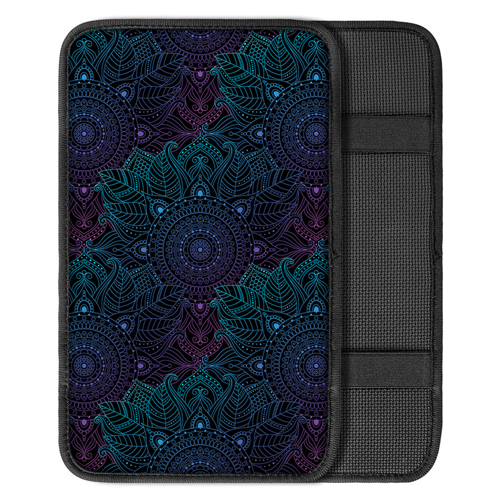 Purple And Teal Mandala Print Car Center Console Cover