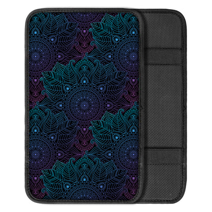 Purple And Teal Mandala Print Car Center Console Cover