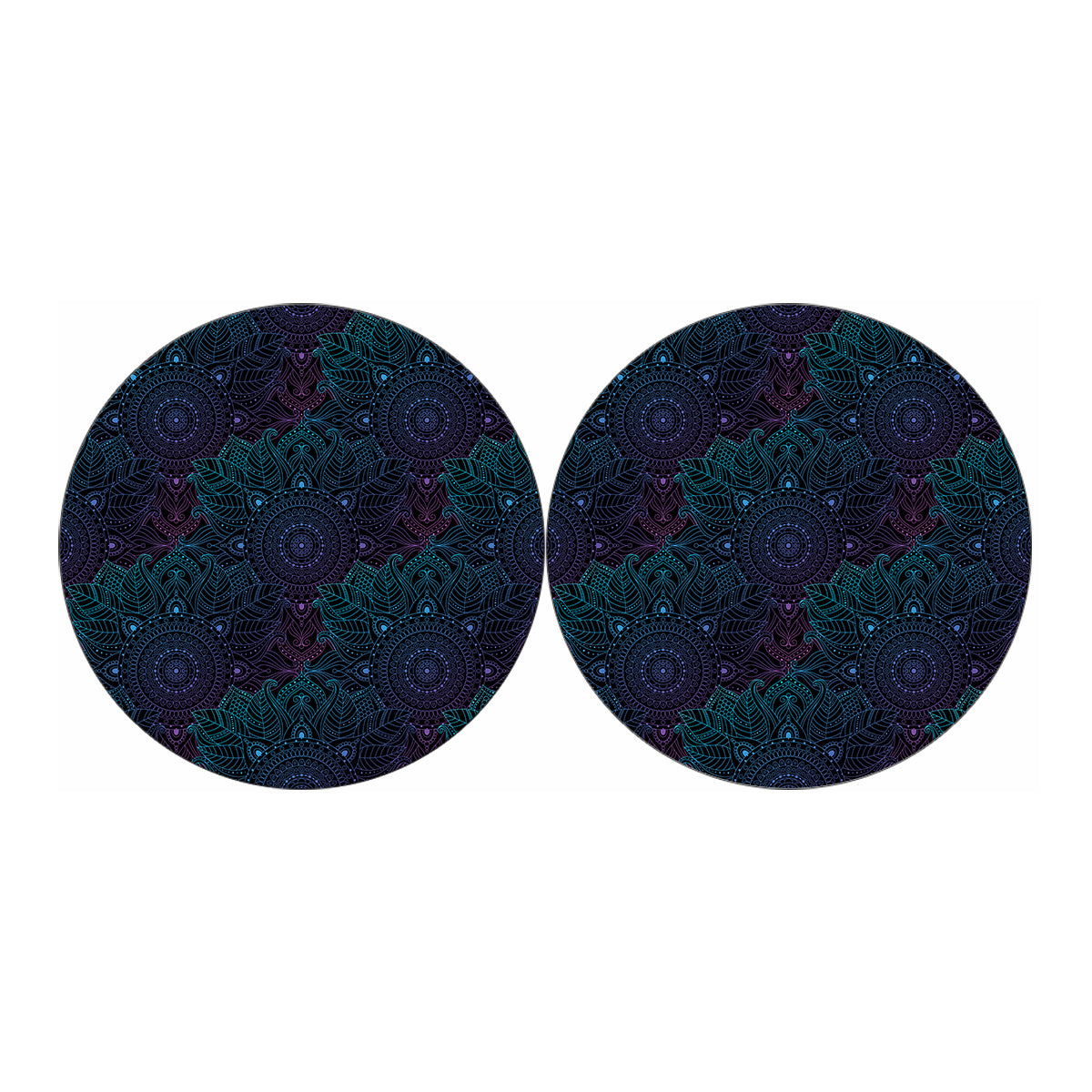 Purple And Teal Mandala Print Car Coasters