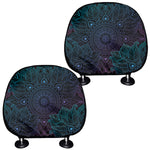 Purple And Teal Mandala Print Car Headrest Covers