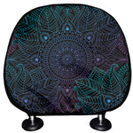 Purple And Teal Mandala Print Car Headrest Covers