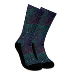 Purple And Teal Mandala Print Crew Socks