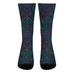 Purple And Teal Mandala Print Crew Socks