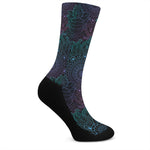 Purple And Teal Mandala Print Crew Socks