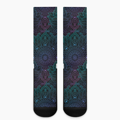 Purple And Teal Mandala Print Crew Socks