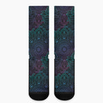 Purple And Teal Mandala Print Crew Socks