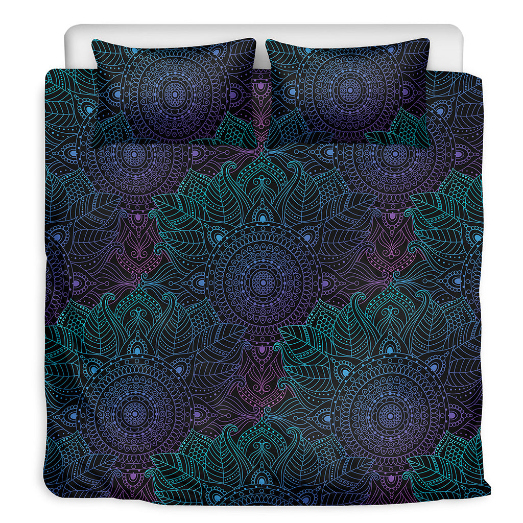 Purple And Teal Mandala Print Duvet Cover Bedding Set