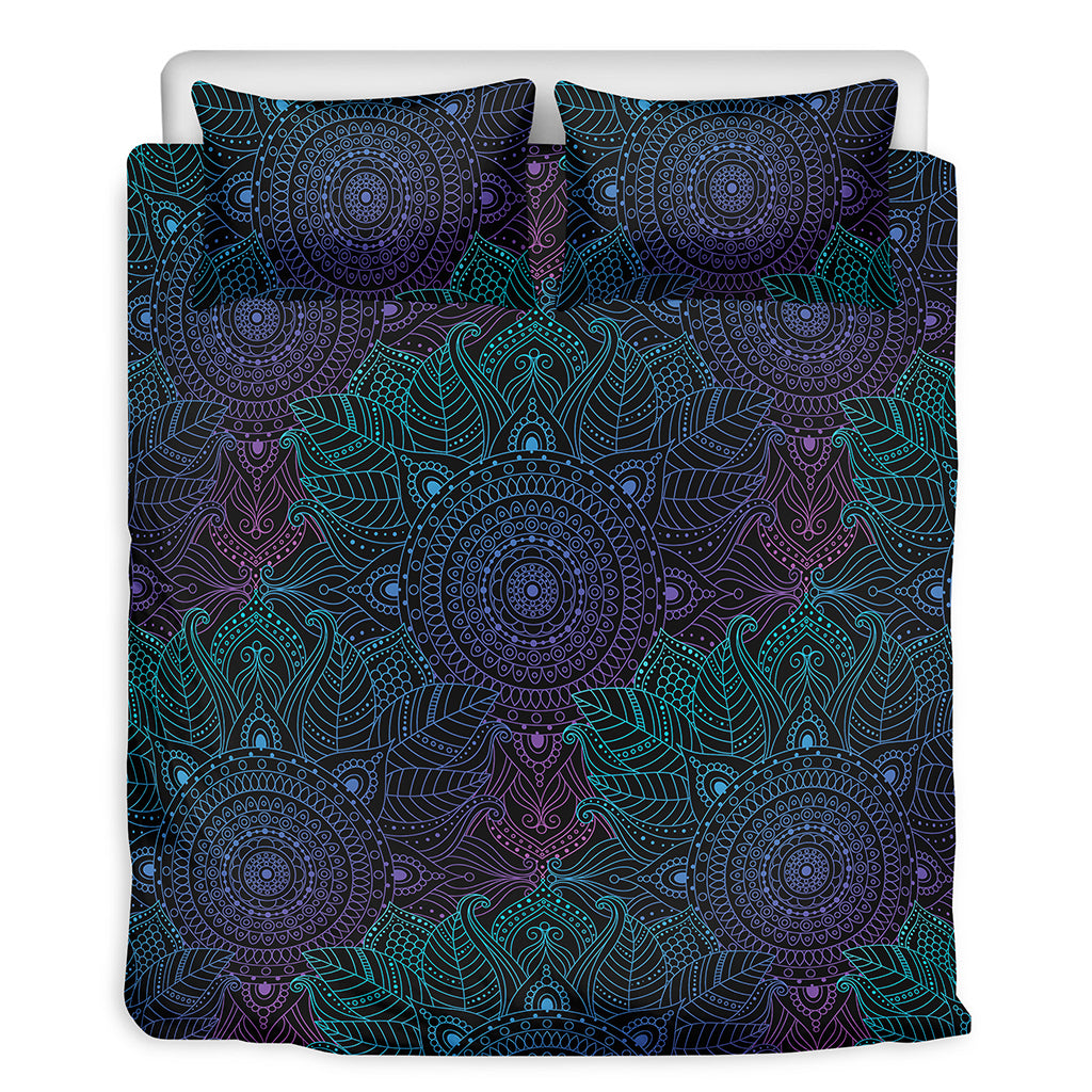 Purple And Teal Mandala Print Duvet Cover Bedding Set