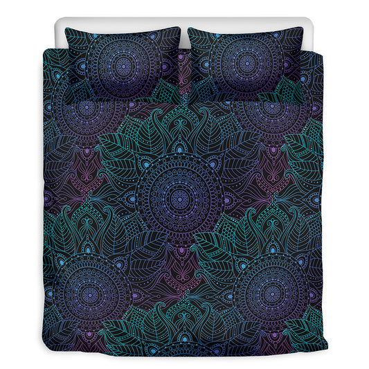 Purple And Teal Mandala Print Duvet Cover Bedding Set