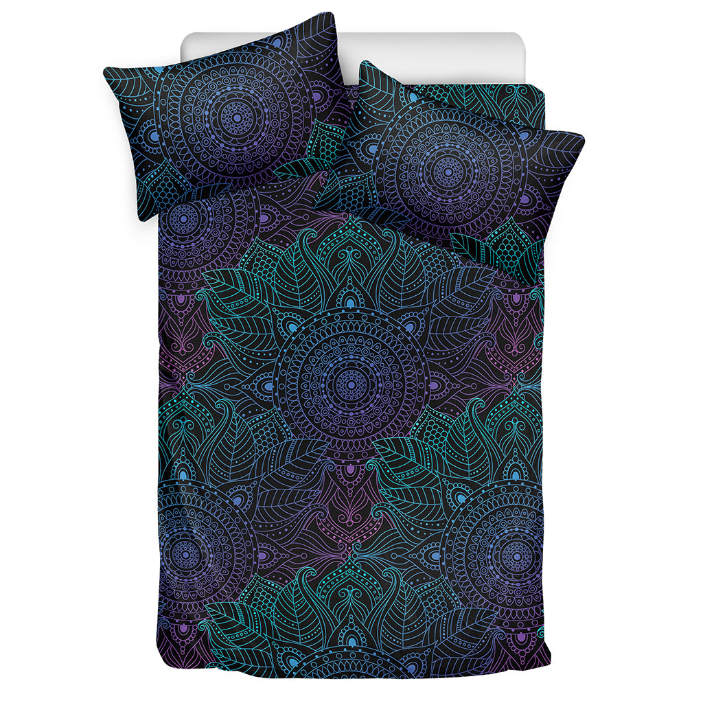 Purple And Teal Mandala Print Duvet Cover Bedding Set