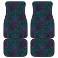 Purple And Teal Mandala Print Front and Back Car Floor Mats
