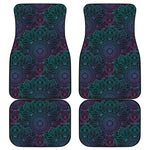 Purple And Teal Mandala Print Front and Back Car Floor Mats