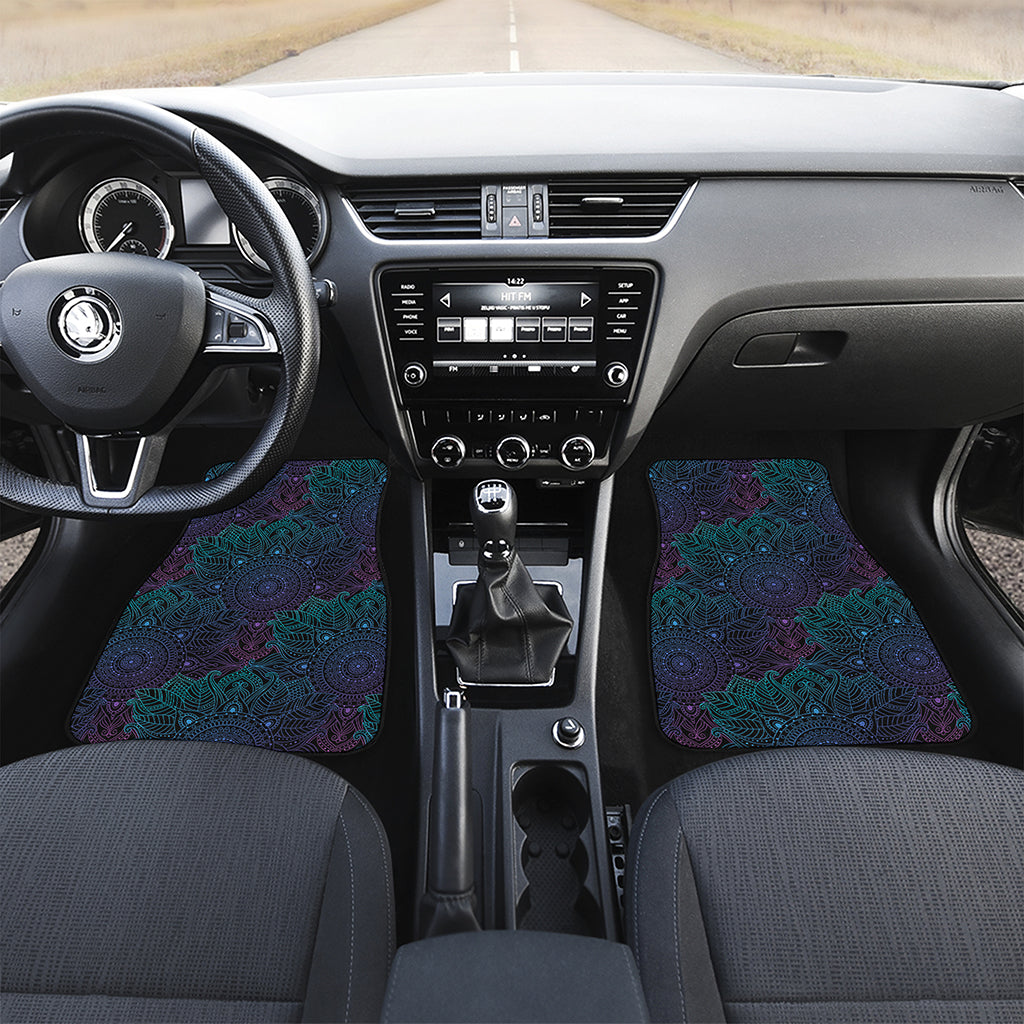 Purple And Teal Mandala Print Front Car Floor Mats