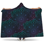 Purple And Teal Mandala Print Hooded Blanket