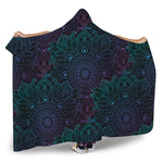 Purple And Teal Mandala Print Hooded Blanket