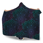 Purple And Teal Mandala Print Hooded Blanket