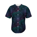 Purple And Teal Mandala Print Men's Baseball Jersey