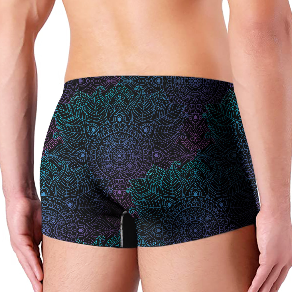 Purple And Teal Mandala Print Men's Boxer Briefs