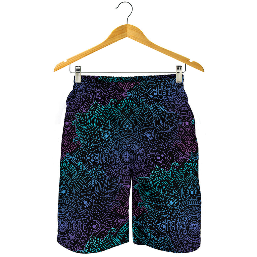 Purple And Teal Mandala Print Men's Shorts