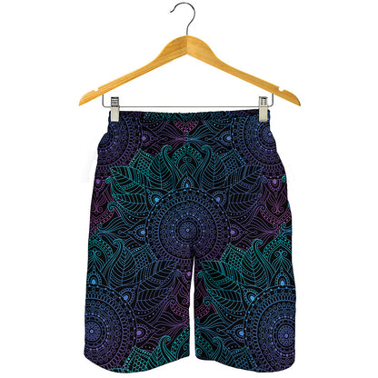 Purple And Teal Mandala Print Men's Shorts