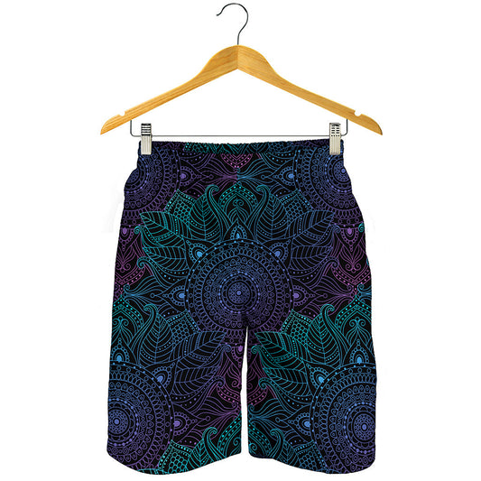 Purple And Teal Mandala Print Men's Shorts