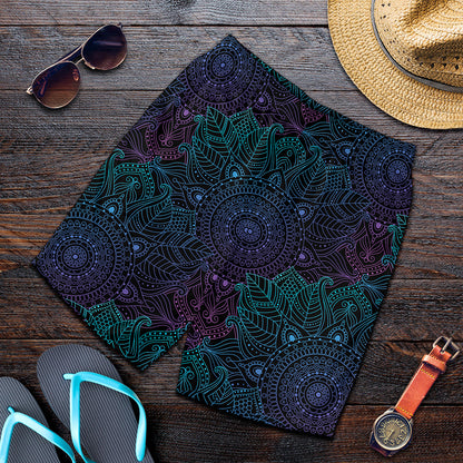 Purple And Teal Mandala Print Men's Shorts