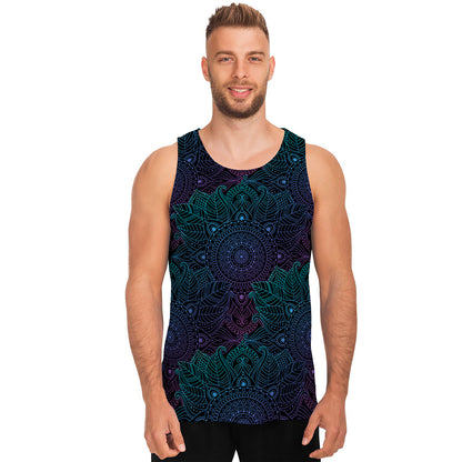Purple And Teal Mandala Print Men's Tank Top