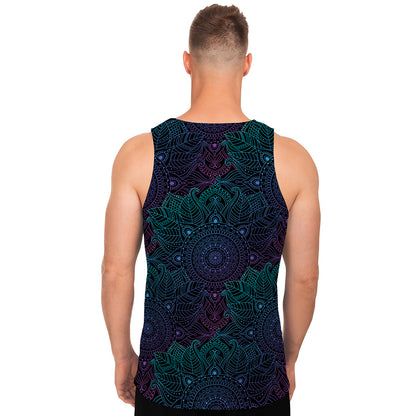 Purple And Teal Mandala Print Men's Tank Top