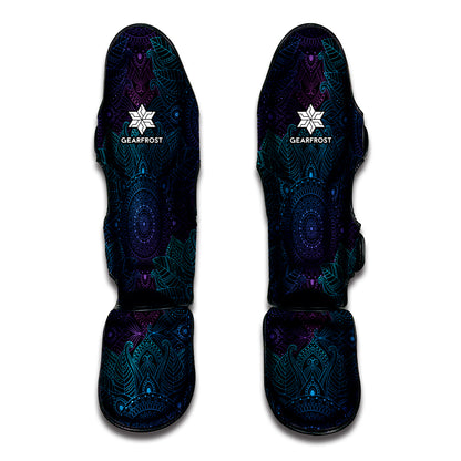 Purple And Teal Mandala Print Muay Thai Shin Guard
