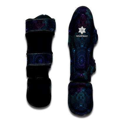 Purple And Teal Mandala Print Muay Thai Shin Guard