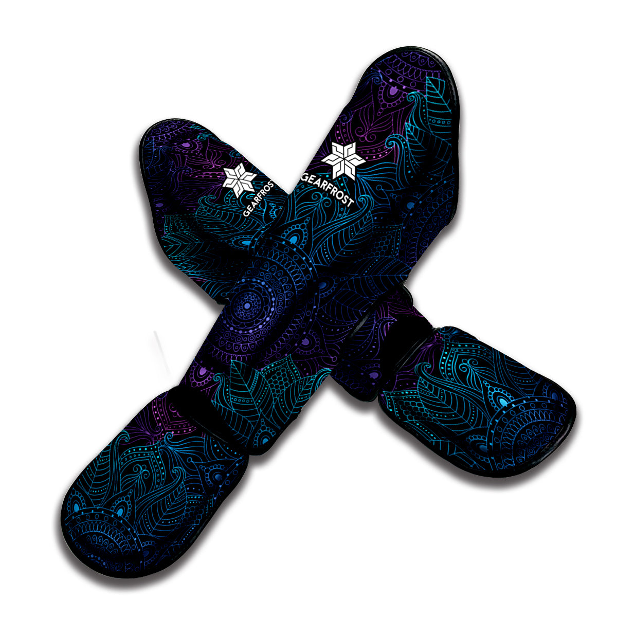 Purple And Teal Mandala Print Muay Thai Shin Guard