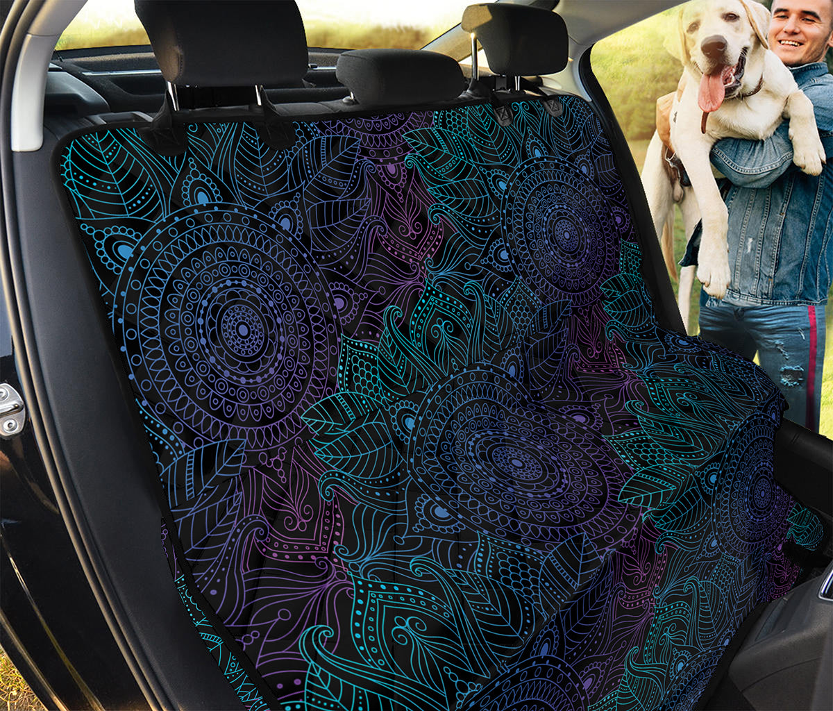 Purple And Teal Mandala Print Pet Car Back Seat Cover