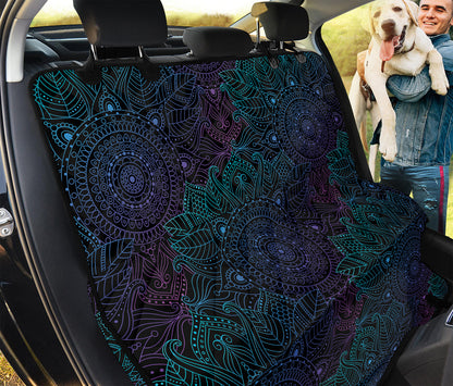 Purple And Teal Mandala Print Pet Car Back Seat Cover