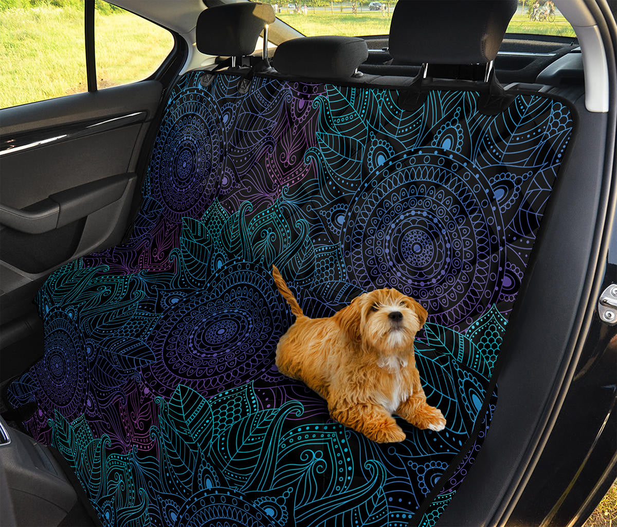 Purple And Teal Mandala Print Pet Car Back Seat Cover