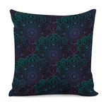 Purple And Teal Mandala Print Pillow Cover