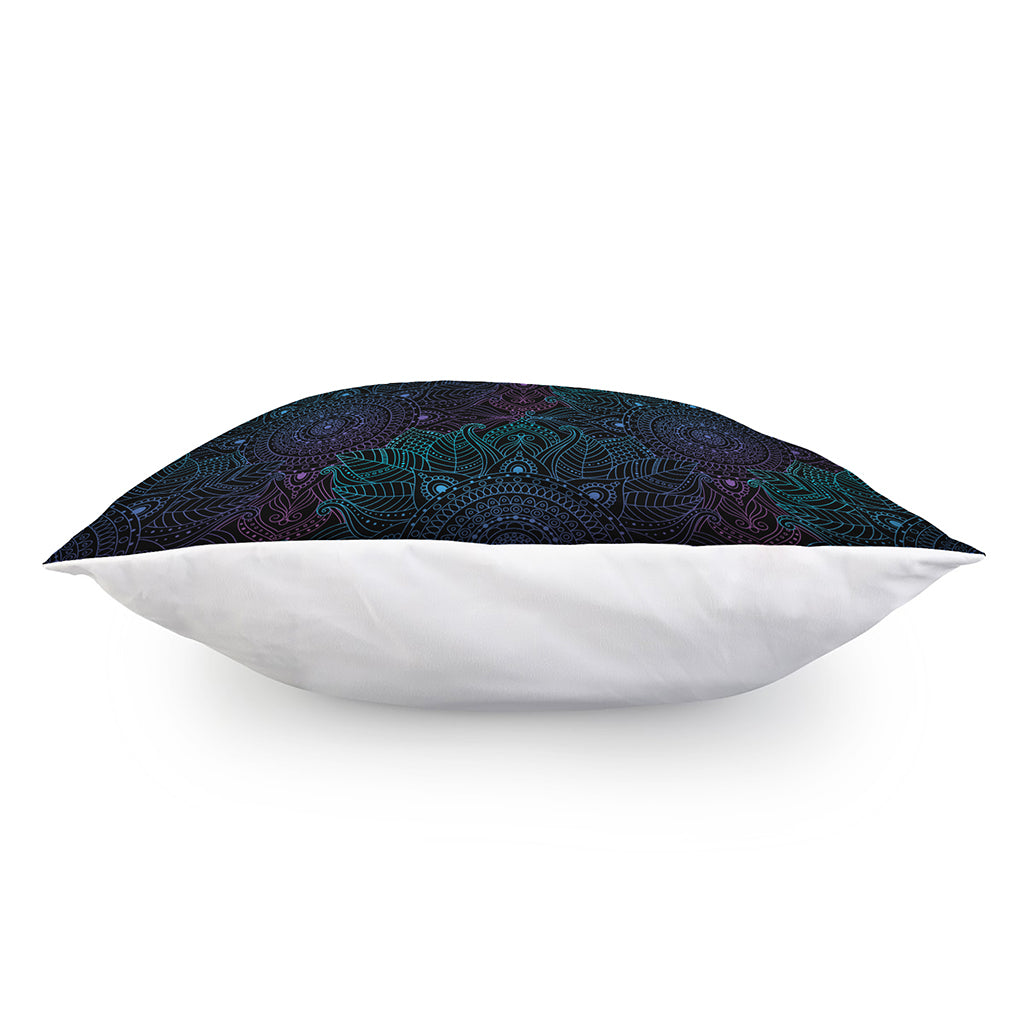 Purple And Teal Mandala Print Pillow Cover