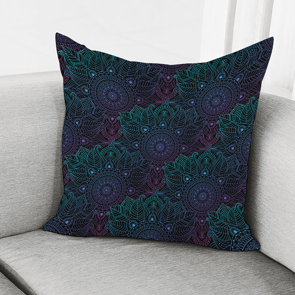 Purple And Teal Mandala Print Pillow Cover