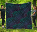 Purple And Teal Mandala Print Quilt