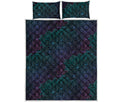 Purple And Teal Mandala Print Quilt Bed Set