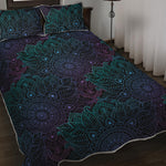 Purple And Teal Mandala Print Quilt Bed Set