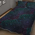 Purple And Teal Mandala Print Quilt Bed Set