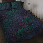 Purple And Teal Mandala Print Quilt Bed Set